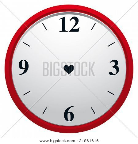 Horloge avec trou en forme de coeur. Éternité du symbole de l'amour vrai. Version pixellisée