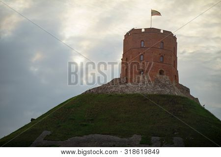 VILNIUS, LITHUANIA - JULY 30, 2019: Vilnius Gediminas' Tower is the Remaining Part of the Upper Castle in Vilnius, Lithuania