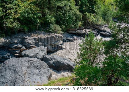 Mountain River Enguri In Svaneti, Georgia.