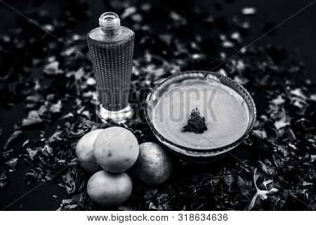 Neem Or Indian Lilac Face Mask On The Black Wooden Surface For Oily Skin Consisting Of Neem Leaves P