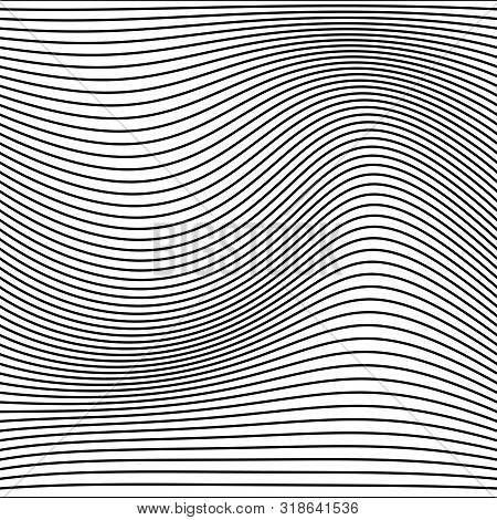 Abstract Monochrome Stripe Wave Lines Pattern Background.