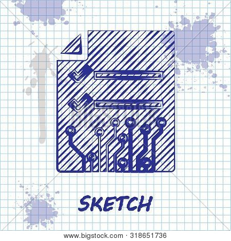 Sketch Line Smart Contract Icon Isolated On White Background. Blockchain Technology, Cryptocurrency 