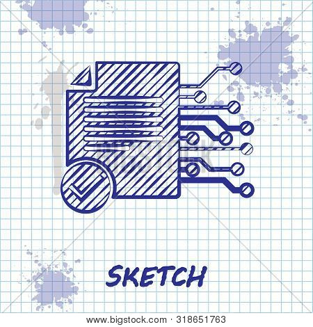 Sketch Line Smart Contract Icon Isolated On White Background. Blockchain Technology, Cryptocurrency 