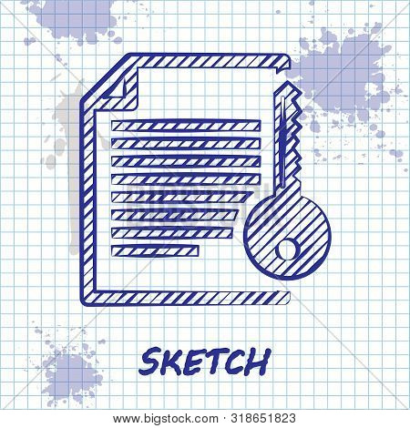 Sketch Line Smart Contract Icon Isolated On White Background. Blockchain Technology, Cryptocurrency 