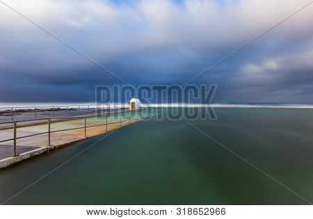 Storm Day At Merewether Baths - Newcastle Nsw Australia. These Ocean Baths Are A Famous Landmark In 