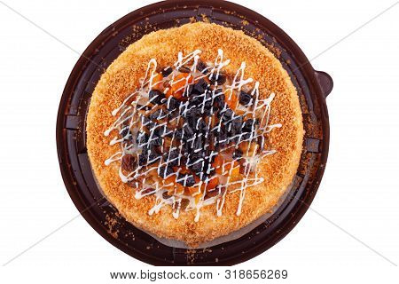 Cake Biscuit With Dried Apricots And Prunes Top View Isolated Close-up