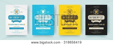 Oktoberfest Flyers Or Posters Retro Typography Emplates Invitations Beer Festival Celebration Vector
