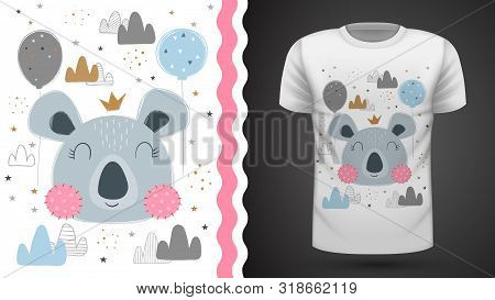 Cute Coala - For Print T-shirt. Hand Draw