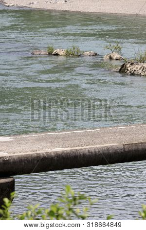 Nagaoi Low Water Bridge On Shimanto River In Kochi, Japan