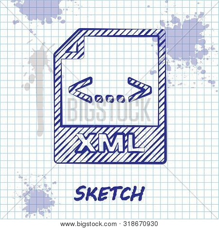 Sketch Line Xml File Document. Download Xml Button Icon Isolated On White Background. Xml File Symbo