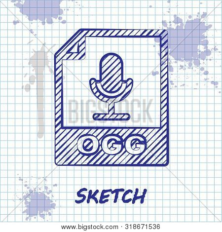 Sketch Line Ogg File Document. Download Ogg Button Icon Isolated On White Background. Ogg File Symbo