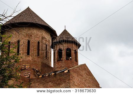 Old Unfinished Brick Temple With Sky In The Background