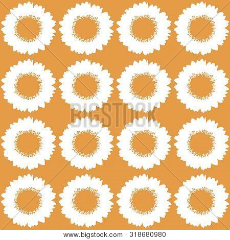Seamless Pattern With Hand Drawed Sunflawer Polka Dot