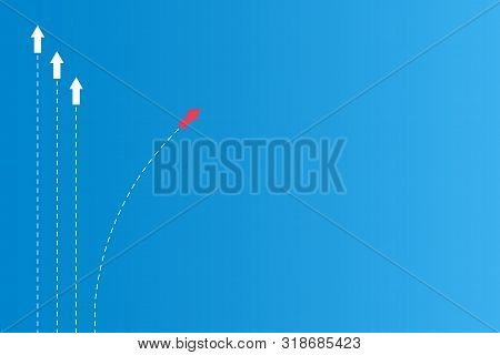 Have Leadership Or Different Concepts With Directions Arrow Red And White Paper And Route Lines On A