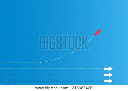 Have Leadership Or Different Concepts With Directions Arrow Red And White Paper And Route Lines On A