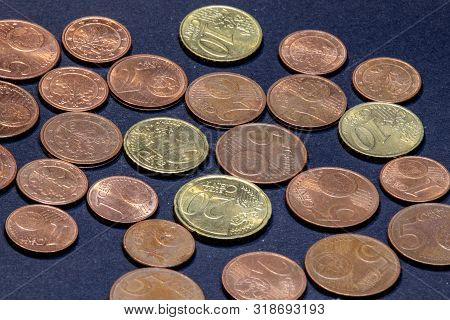 Many Euro Cent Coins For Black Background
