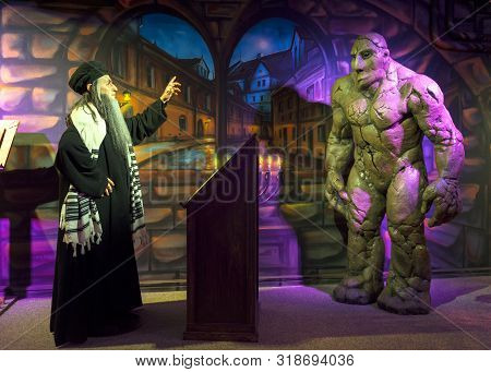 Prague, Czech Republic - December 2018: Golem Plot In Madame Tussads Museum
