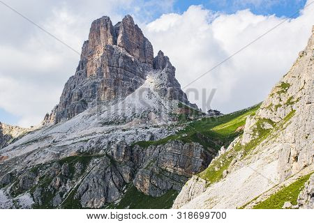 The Summit Of Mount Averau On The Dolomites Near Cortina, A Unesco Heritage Site, On A Splendid Summ