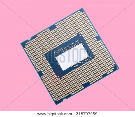 Central Processor Unit Isolated On Pink Background At Dry Sunny Day