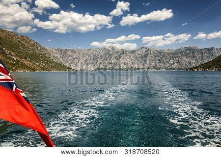 Beautiful View From The Stern Of The Yacht At The Sea And Magnificent Nature.
