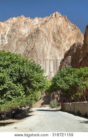 Pamir Highway Or Pamirskij Trakt. Landscape Around Pamir Highway M41 International Road, Mountains I