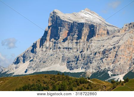 Kreuzkofel Gruppe, View Of Mount Heiligkreuzkofel And Zehnerspitze Or Cima Dieci, South Tirol, Dolom