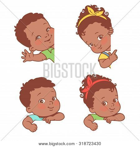 Baby Girl And Boy On White Background.