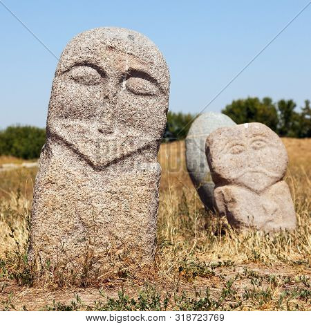 Historic Stone Statue Sculpture Near Burana Tower