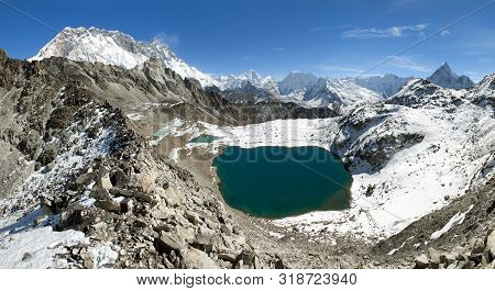 View From Kongma La Pass To Mount Lhotse And Makalu - Sagarmatha National Park, Trek To Everest Base
