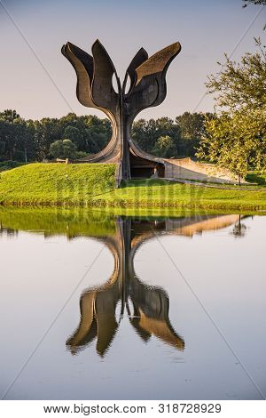 Jasenovac, Croatia - July 14, 2019. Area Of Museum And Monument Of Holocaust