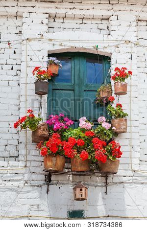 Detail Of The Beautiful Antique Houses Of The Small Town Of Mongui In Colombia