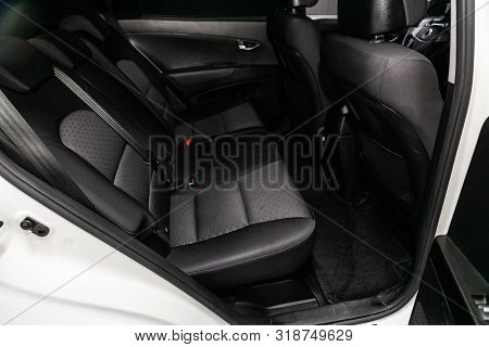 Novosibirsk, Russia - August 01, 2019:   Ssangyong
Actyon, Leather Interior Design, Car Passenger An