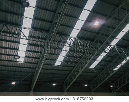 Roof Top Of Industrial, Roof Structures Of Industrial Building. Structural Of Roof Industrial. Backg