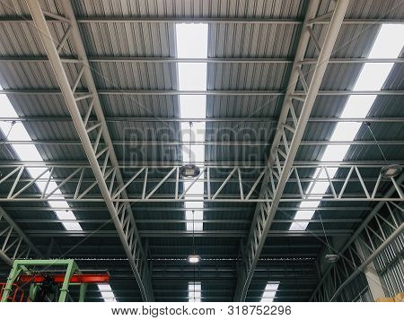 Roof Top Of Industrial, Roof Structures Of Industrial Building. Structural Of Roof Industrial. Backg