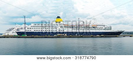 Tallinn / Estonia - August 16, 2019: Cruise ship MS Saga Sapphire of the Saga Cruises II Ltd Fleet d