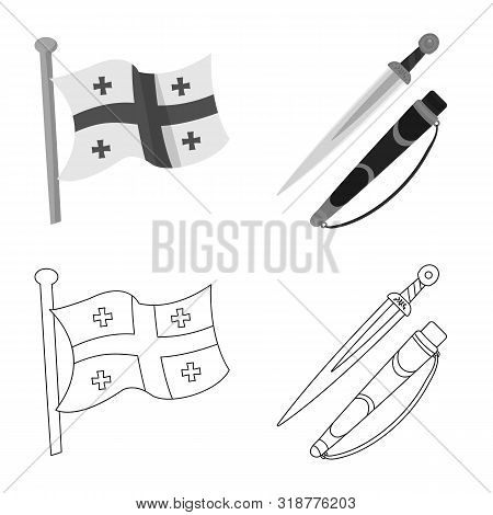 Vector Design Of Culture And Sightseeing Sign. Set Of Culture And Originality Stock Symbol For Web.