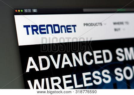 Miami / Usa - 07.20.2019: Trendnet Company Website Homepage. Close Up Of Trendnet Logo. Can Be Used 