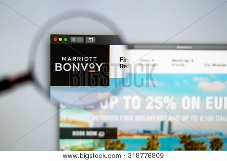 Miami / Usa - 07.18.2019: Marriot Company Website Homepage. Close Up Of Marriot Corporation Logo. Ca