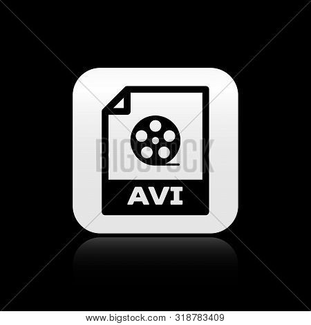 Black Avi File Document. Download Avi Button Icon Isolated On Black Background. Avi File Symbol. Sil