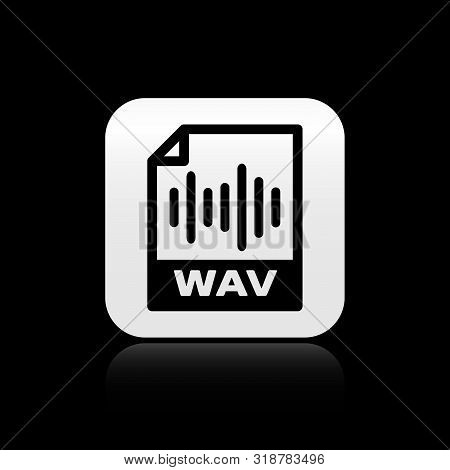 Black Wav File Document. Download Wav Button Icon Isolated On Black Background. Wav Waveform Audio F