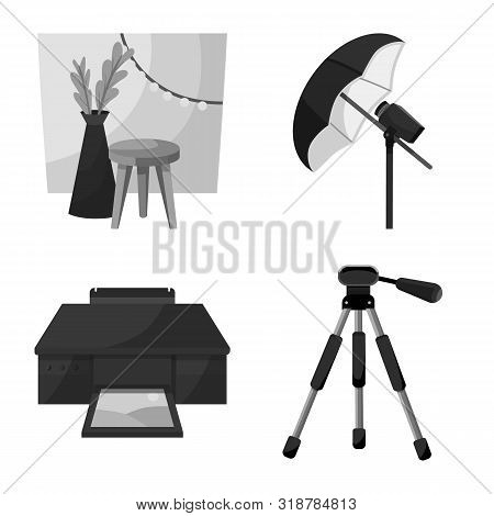 Vector Illustration Of Professional And Accessories Logo. Set Of Professional And Work Stock Vector 