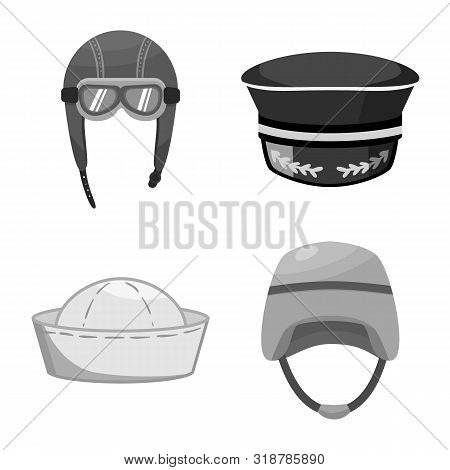 Vector Design Of Headgear And Modern Icon. Set Of Headgear And Clothing Vector Icon For Stock.