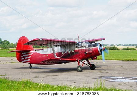 Historical Soviet Mass Produced Single Engine Airplane, Starting The Engine