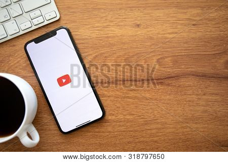 Anapa, Russia - August 1, 2019: Iphone X With Multinational Entertainment Company Google Provides St