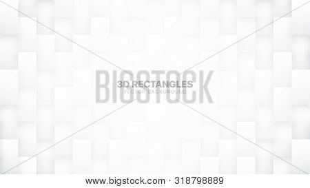 3d Vector Rectangular Particles Technological White Abstract Background. Three Dimensional Science C