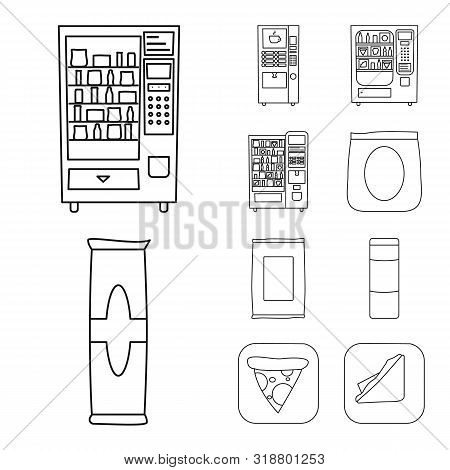 Vector Illustration Of Business And Snack Sign. Collection Of Business And Consumer Stock Symbol For