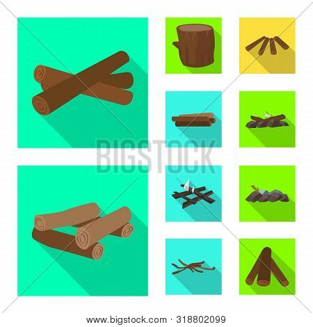 Vector Illustration Of Material And Logging Icon. Collection Of Material And Forestry Stock Symbol F