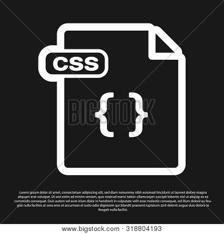 Black Css File Document. Download Css Button Icon Isolated On Black Background. Css File Symbol. Vec