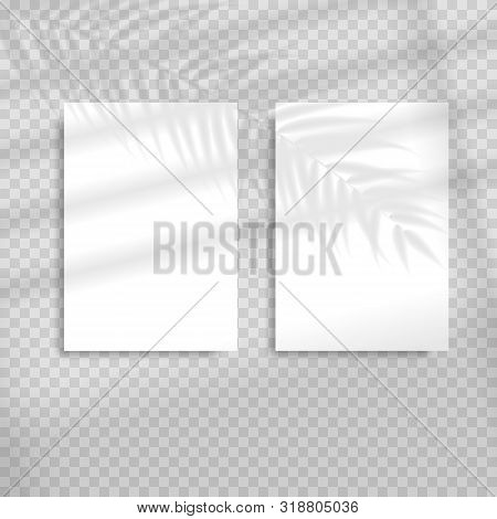 Transparent Shadow Overlay Effects For Branding. Blank Vertical Paper Sheet With Shadow Overlay. Sce