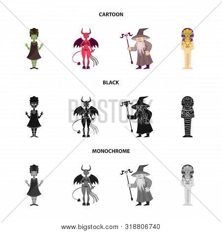 Vector Illustration Of Mystic And Hell Logo. Set Of Mystic And Devilry Stock Vector Illustration.